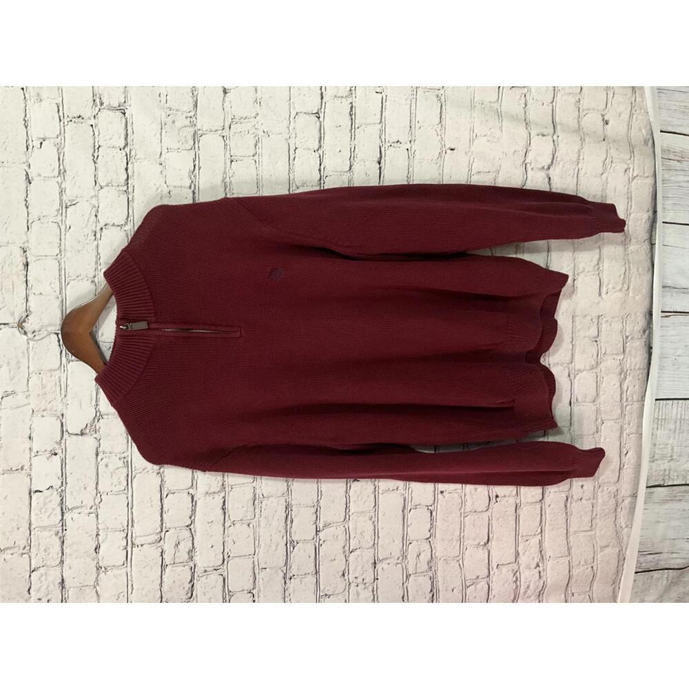 Chaps Men's Half-Zip Cotton Sweater XL Burgundy